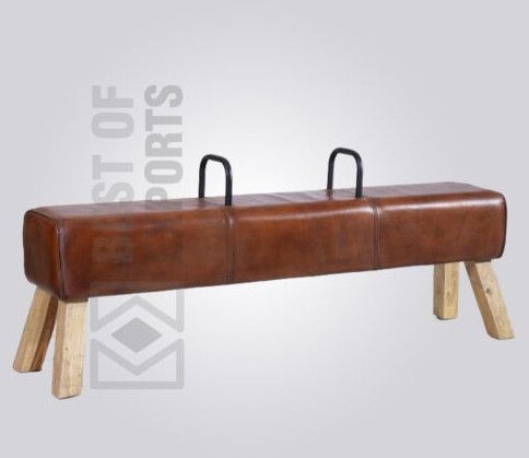 Wood Leather Horse Cafe Bench, Color : Brown