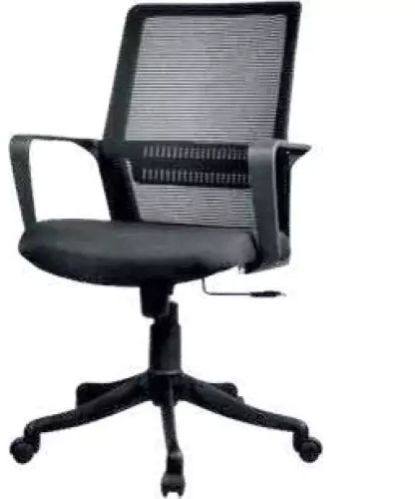 Computer Mesh Chair With Armrest In Black With Adjustable Height & Swivel