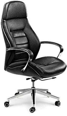 High Back Genuine Leather Design Director Office Chair In Black WIth Ergonomic Design