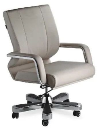 Mid Back Swivel Leather Director Chair With Cushioned Armrest