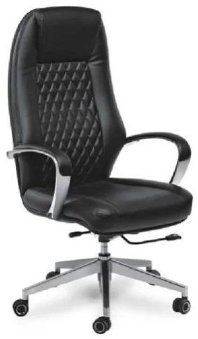 Modern High Back Leather Director Chair With Aluminium Swivel Base