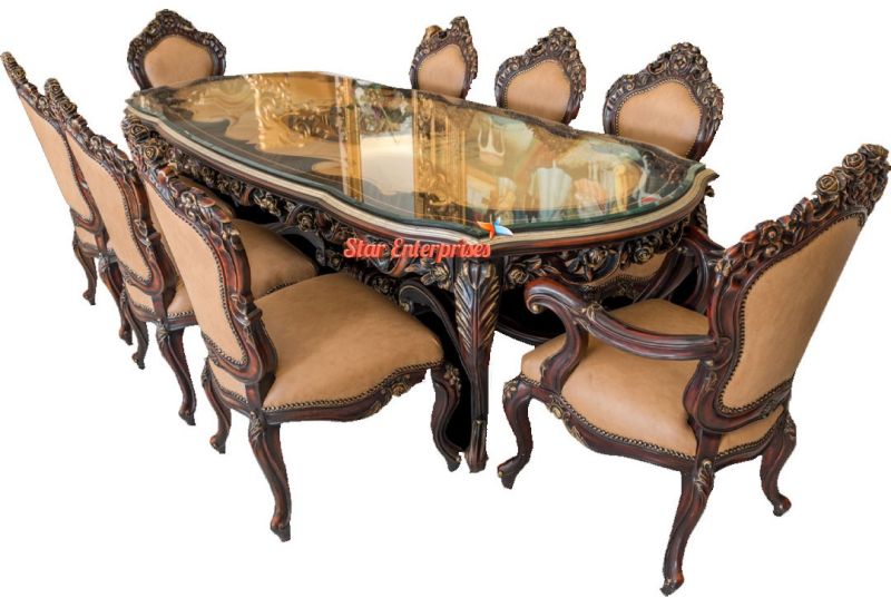 Antique Hand Carved Dining Table Set DNG-018