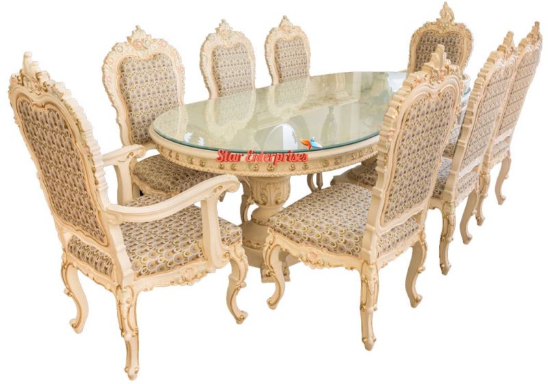 Classic Hand Carved Designer Dining Table Set DNG-019