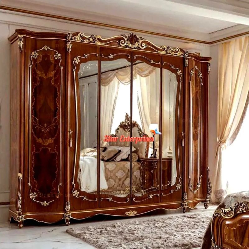 European Style Glossy Carving Wardrobe ALM-021