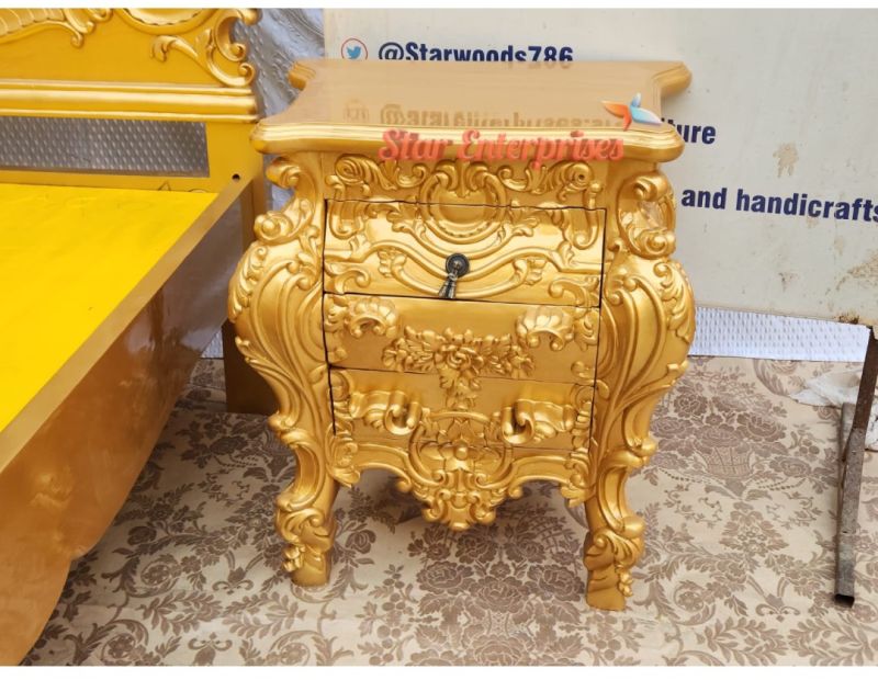 Hand Carved Bed Side Table BDSD-043