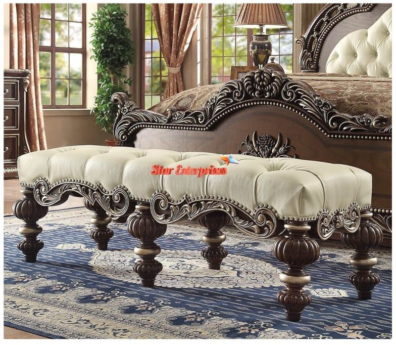 Hand Carving Bed Bench BDB-002