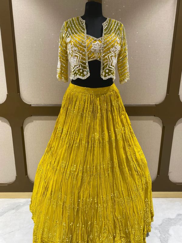 Yellow Georgette Ladies Lehenga