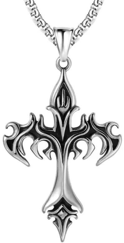 Flame Cross Mens Pendant