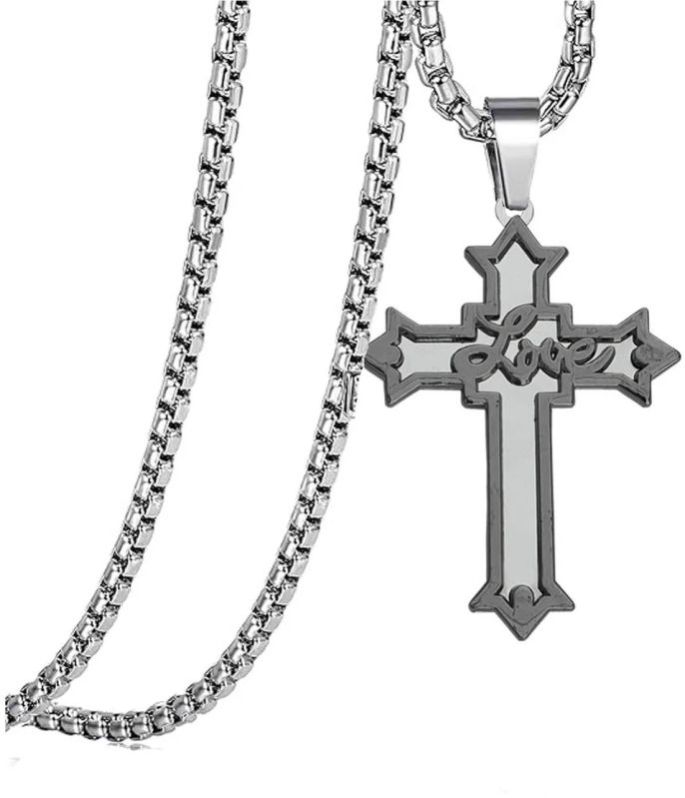 Jesus Christ Cross Mens Necklace