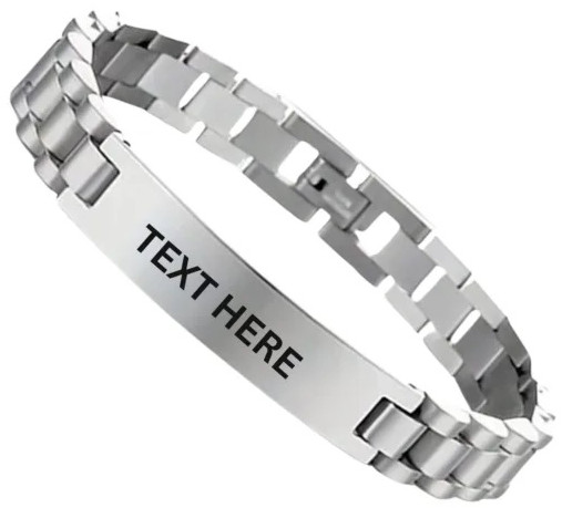 Personalised Watch Strap Mens Silver Bracelet