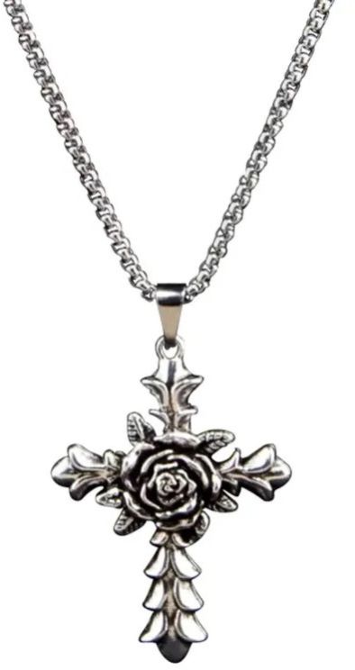 Rose Cross Mens Necklace