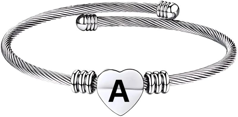 Silver Elegant Alphabet a Womens Kada