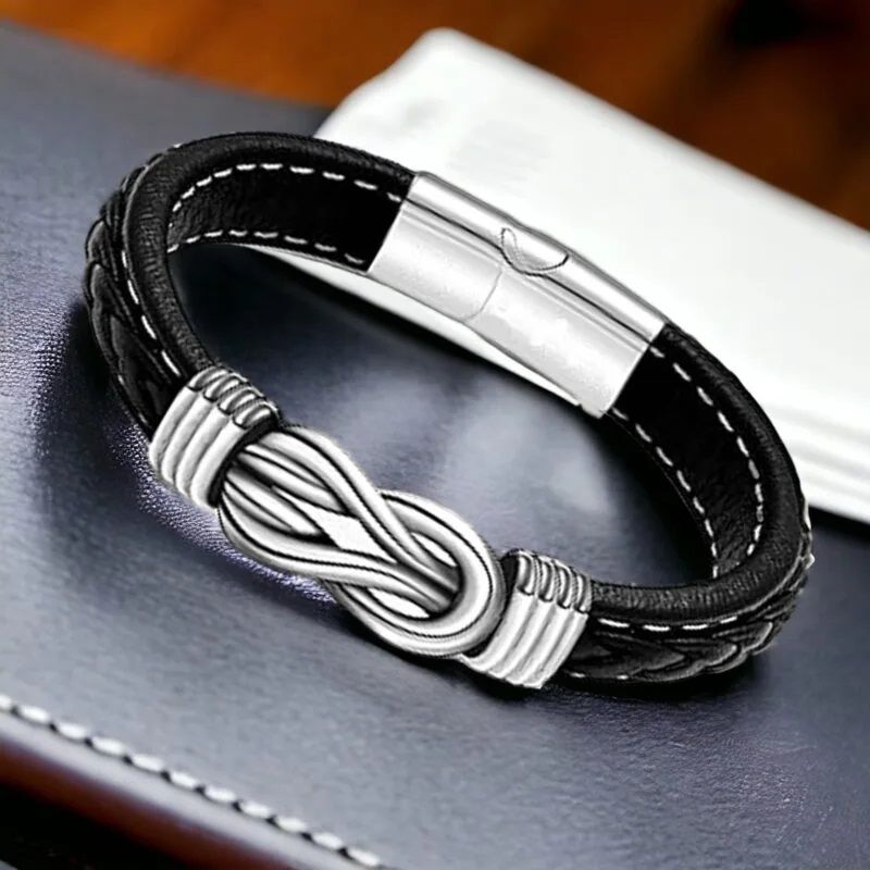 Infinity Knot Mens Leather Bracelet