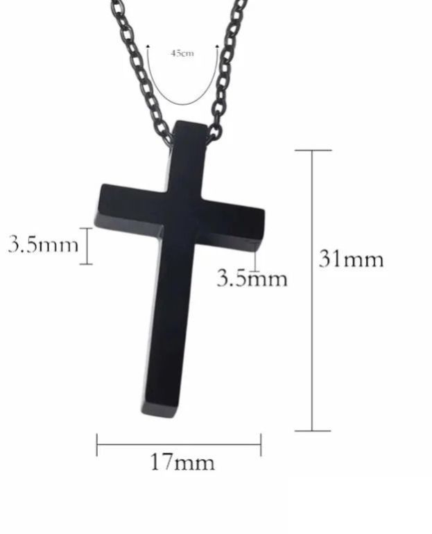 Black Cross Mens Necklace