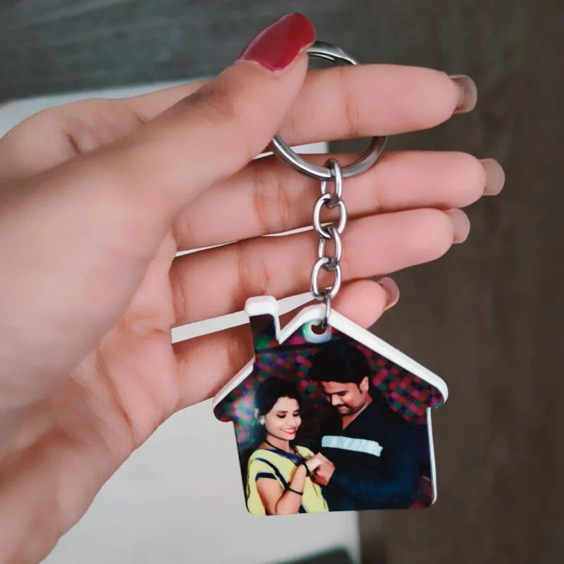 Photo Printed House Shaped Keychain