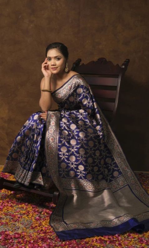 Navya: Traditional Banarasi Saree with Exquisite Mughal Motif Border