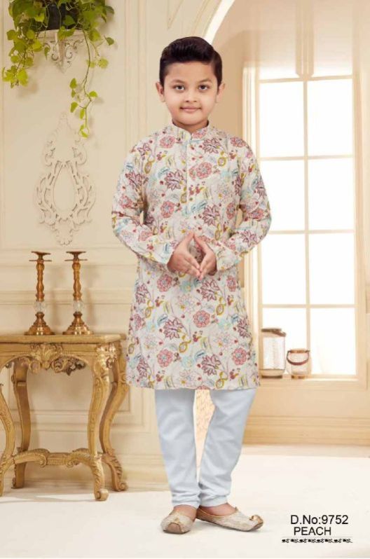 0-5 Years Boys Peach Kurta Pajama Set