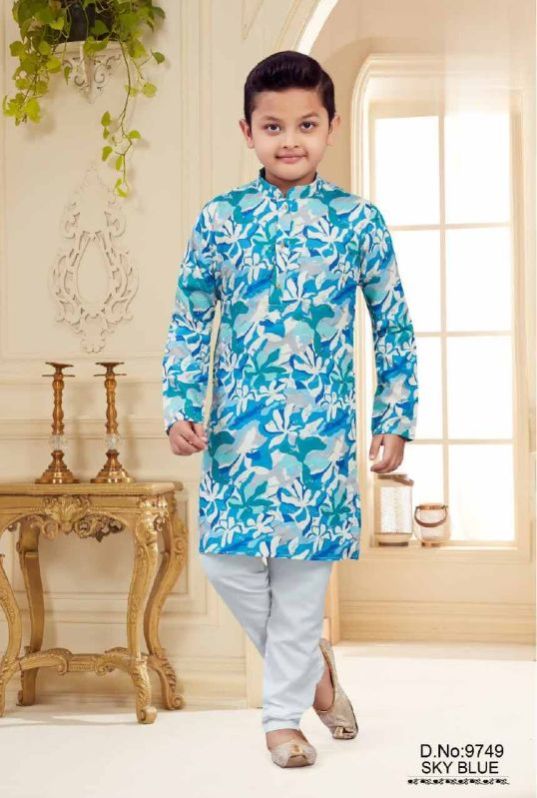 0-5 Years Boys Sky Blue Kurta Pajama Set