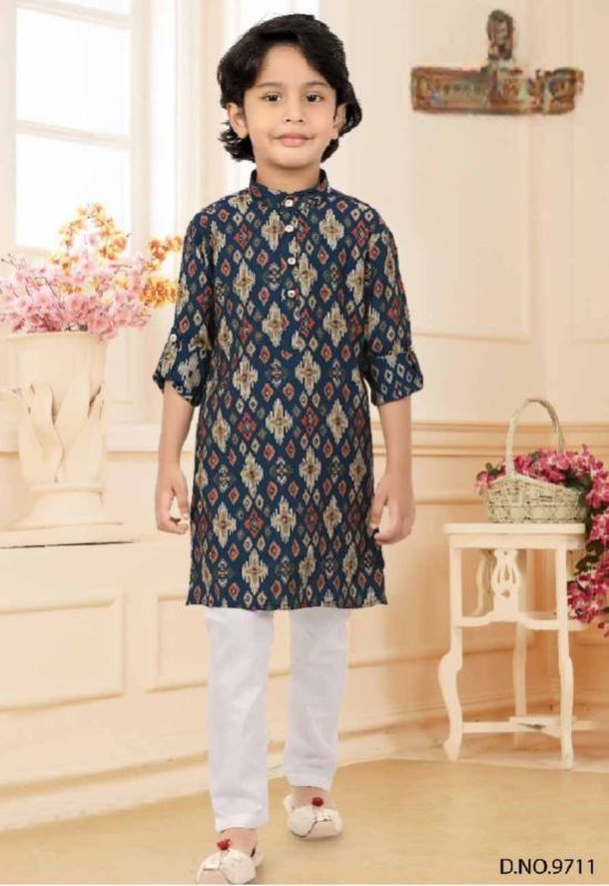Boys Cotton Kurta Pyjama Set