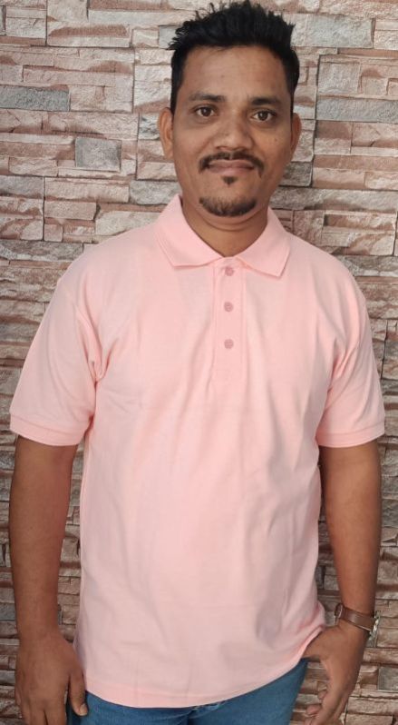 Mens Pink Polo T-shirt