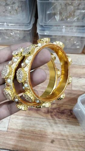 2.6 Inch Stone Work Metal Bangles