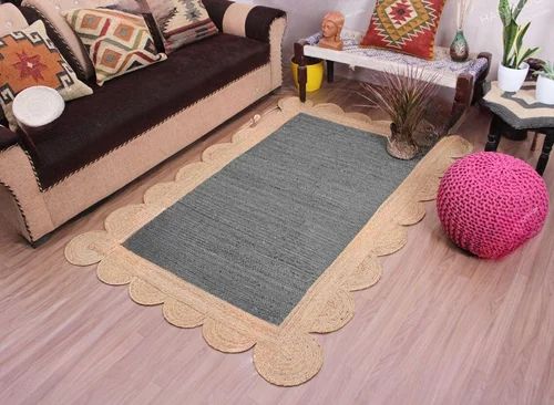 Gray Plain Handmade Jute Rug