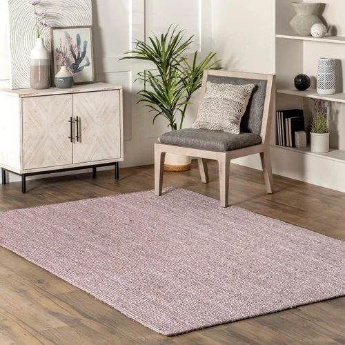 Gooky Goods Plain Hand Woven Light Purple Jute Rug For Use On The Floor