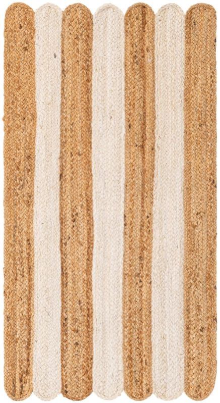 Natural and Ivory Hand Scallop Braided Jute Rug