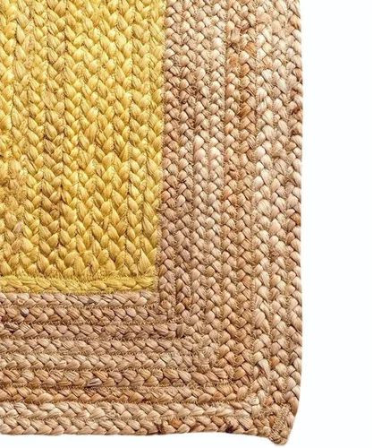 Plain Round Handmade Yellow Jute Rug