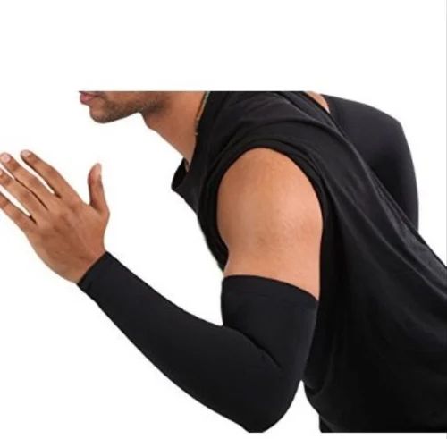 Plain Mens Polyester Arm Sleeves, Color : Black for Sun Protection