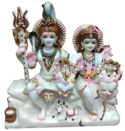 Color Coated 3 Feet Marble Gauri Shankar Statue, Color : Multicolors