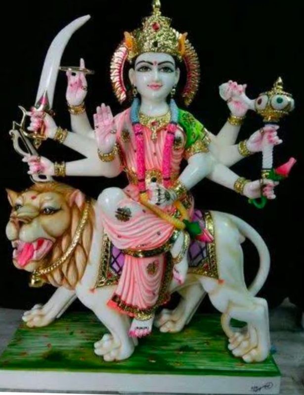 Multicolor Marble Maa Durga Statue