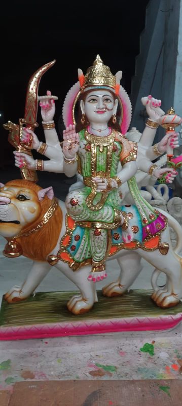 Multicolor Marble Maa Durga Statue