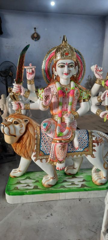 Multicolor Marble Maa Durga Statue