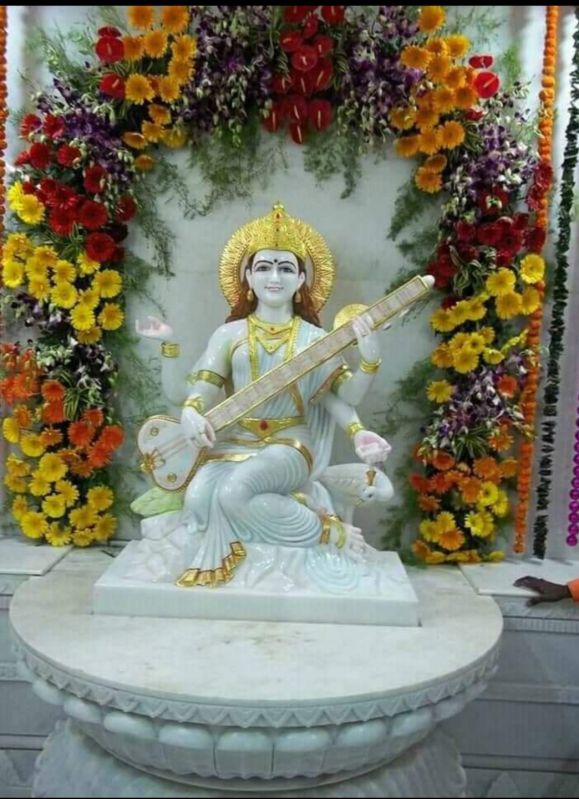 Marble Saraswati Mata Statue