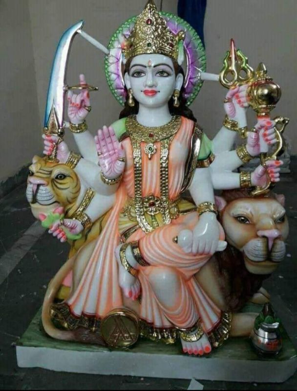 Multicolor Marble Maa Durga Statue