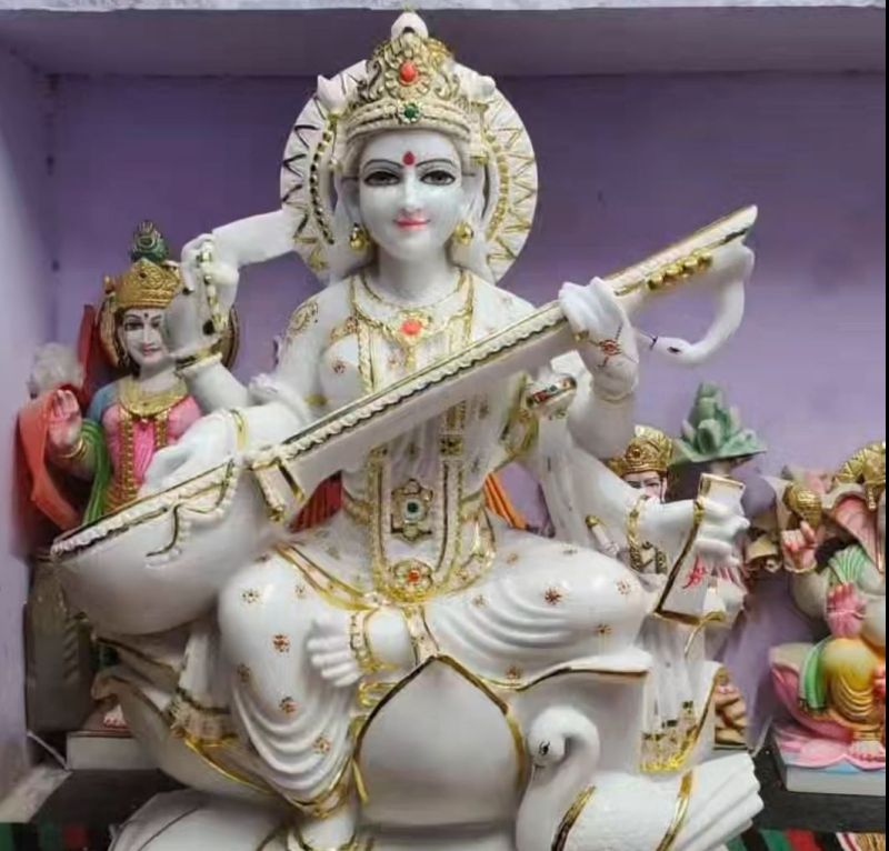 Marble Saraswati Mata Statue