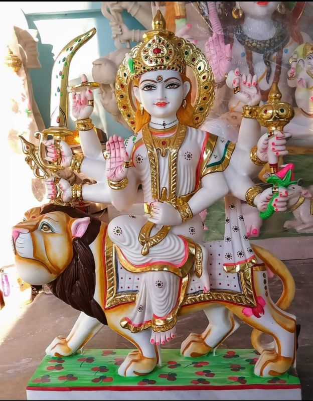 Multicolor Marble Maa Durga Statue