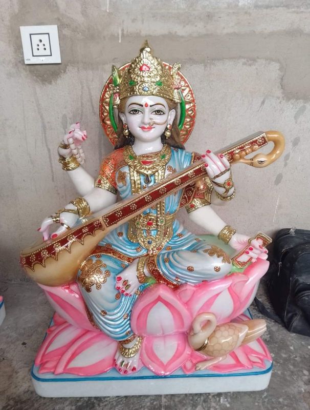 Marble Saraswati Mata Statue