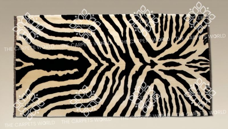 Woolen Zebra Print Hand Tufted Carpet