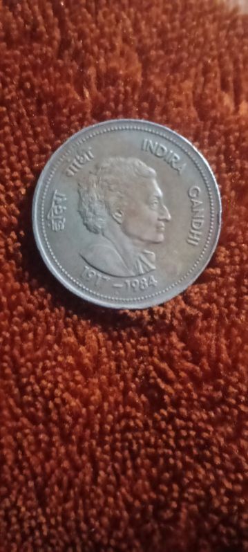 5 Rupee Old Coin Indra Gandhi