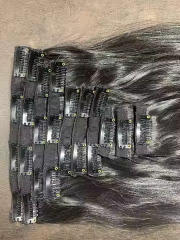 Regular Clipin Human Hair Extension, Color : Black Straight