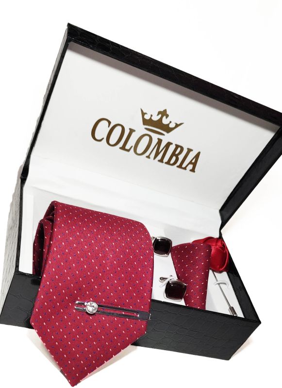 Maroon Polka Dotted Necktie Set