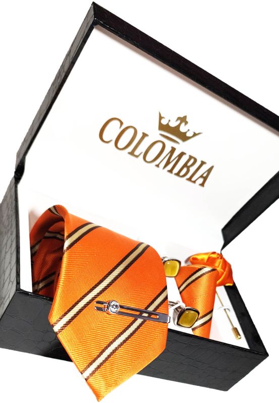 Orange Striped Necktie Set