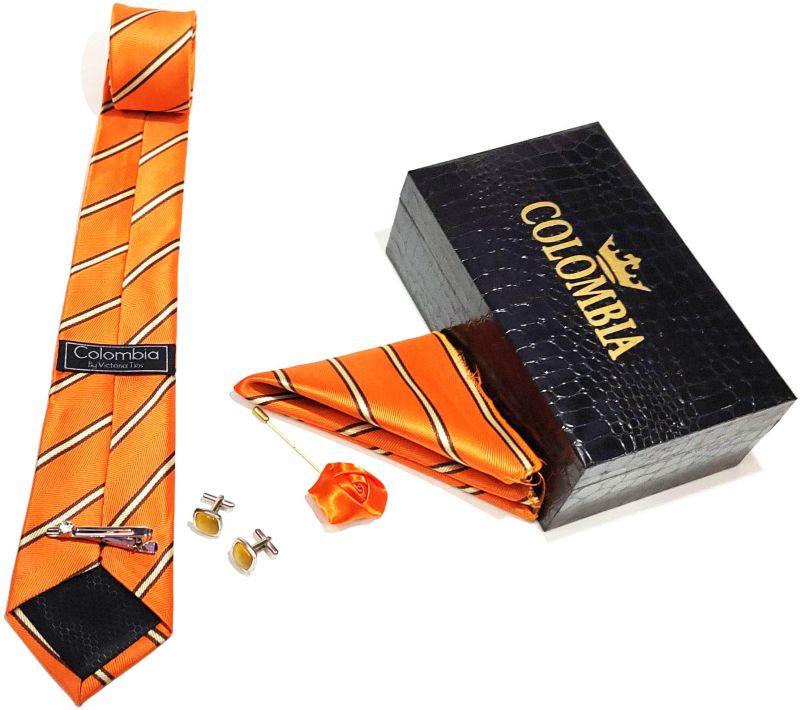 Orange Striped Necktie Set