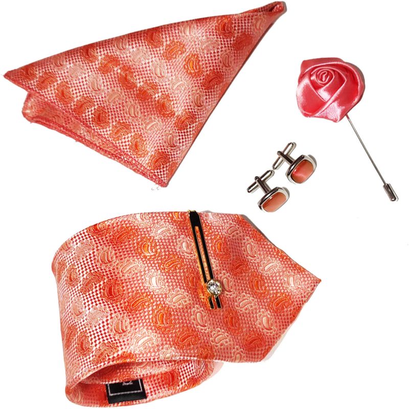 Peach Paisley Necktie Set