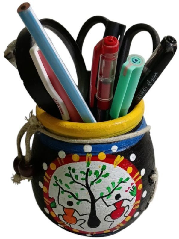 Corporate Gifting Hand Painted Terracotta Pen Pot