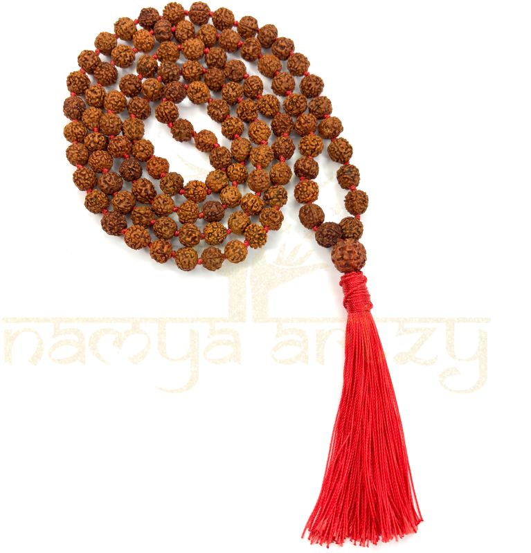 8mm Hand-knotted Mix-Faces Rudraksha Japa Tassel Mala