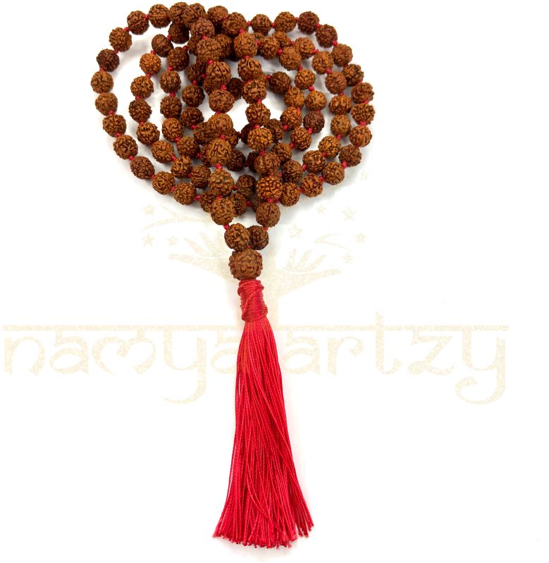 8mm Hand-knotted Mix-Faces Rudraksha Japa Tassel Mala