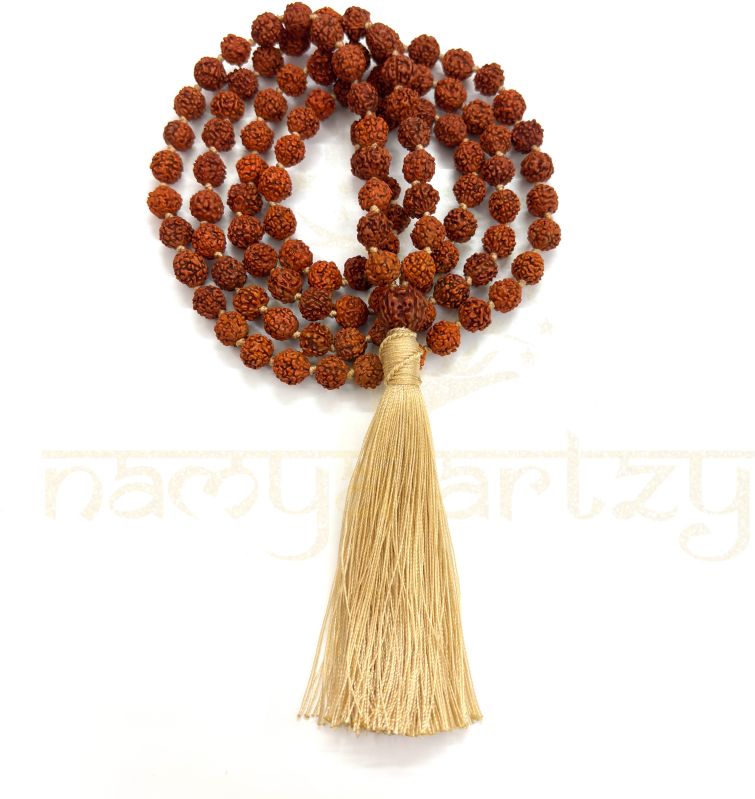 8mm Hand-knotted Mix-Faces Rudraksha Japa Tassel Mala